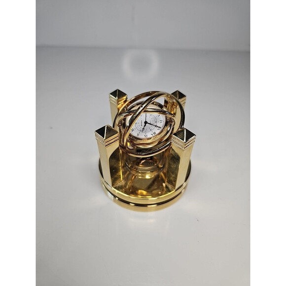 Benchmark Other - Vintage Benchmark Galileo Gimbal Gyroscope Desk Clock Brass Needs Battery 2.5"